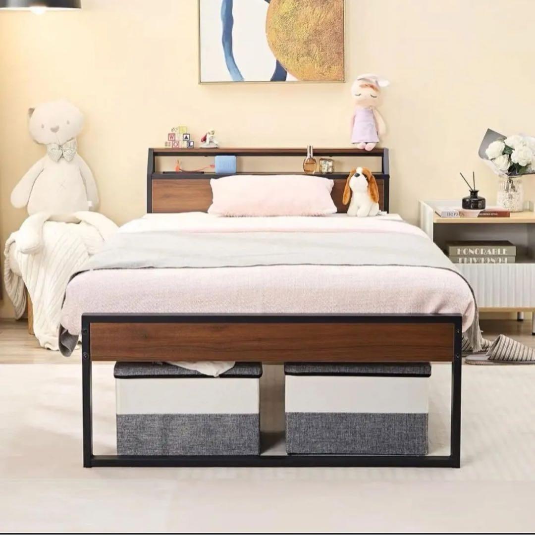 ベッドフレーム ブラックブラウン シングル