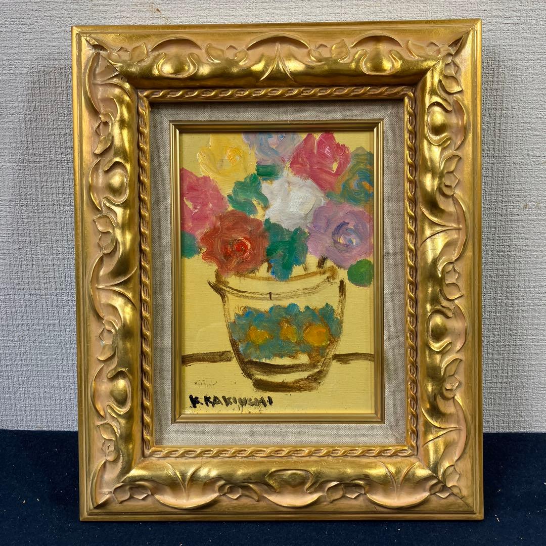 油彩　垣内カツアキ「バラの壷　SM」