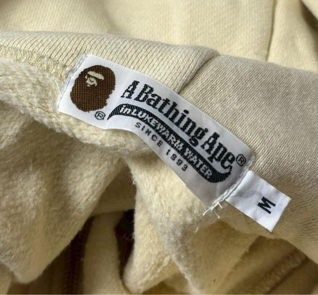 キムタク着用 エイプ ジップアップ スウェットパーカー イエロー M