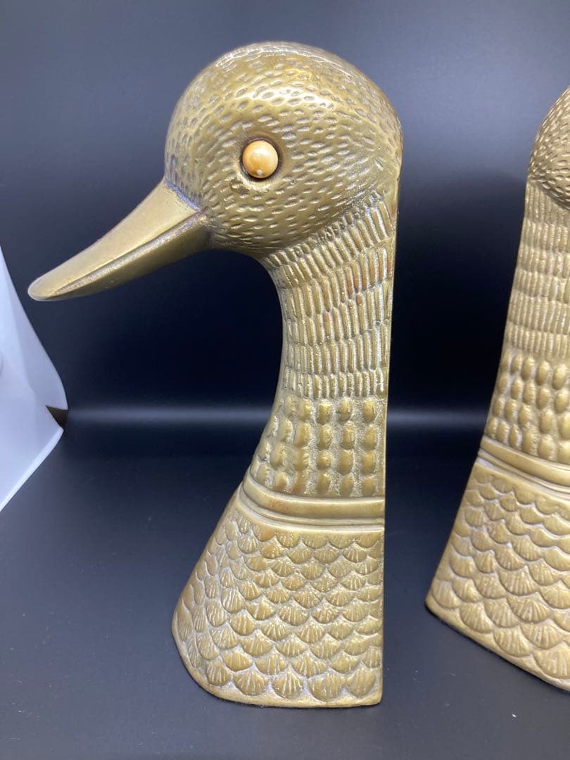 希少　ヴィンテージ　真鍮　ゴールド　ダックヘッドブックエンド