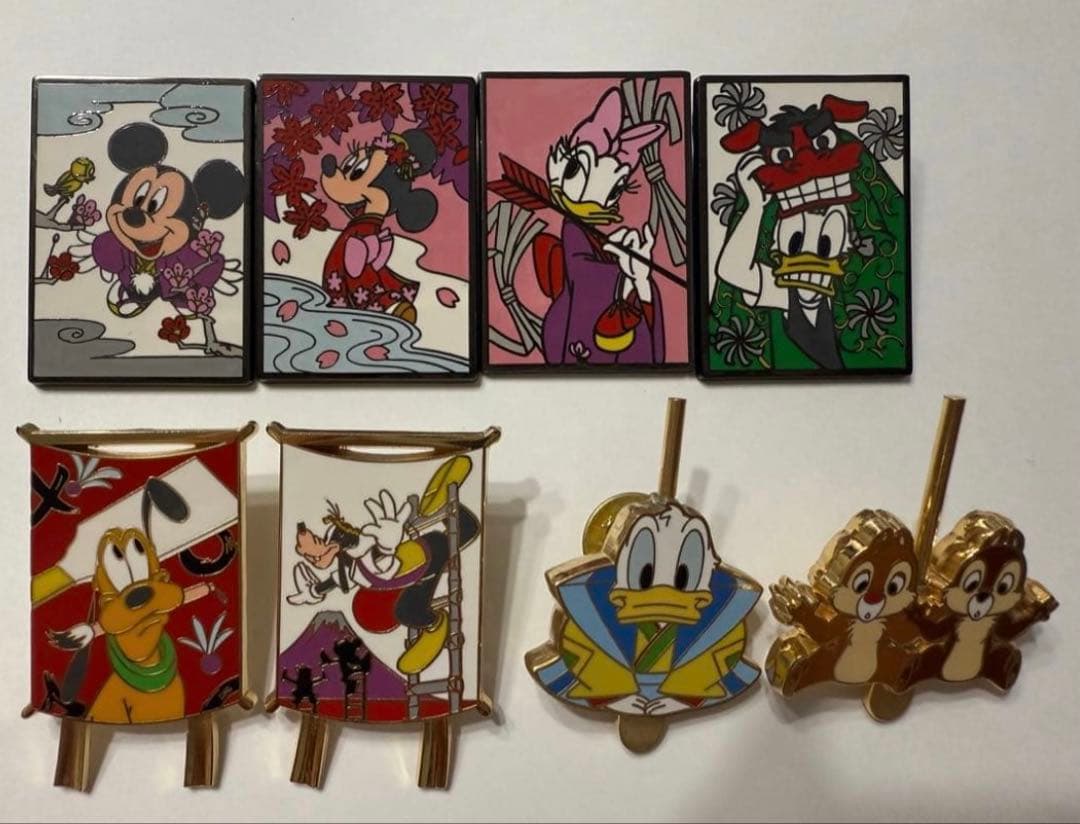ミッキー・ミニー・ドナルド ピンバッジセット　ディズニー　正月　日本　和