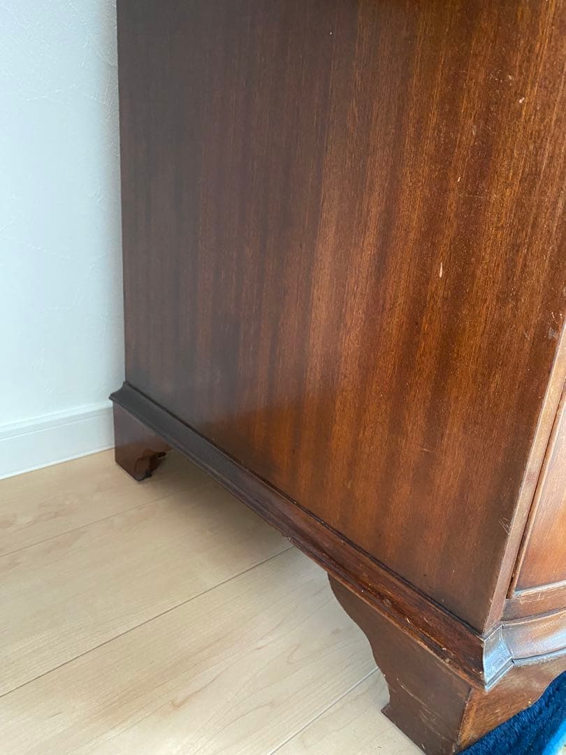 木製ブラウン文机 引き出し付き