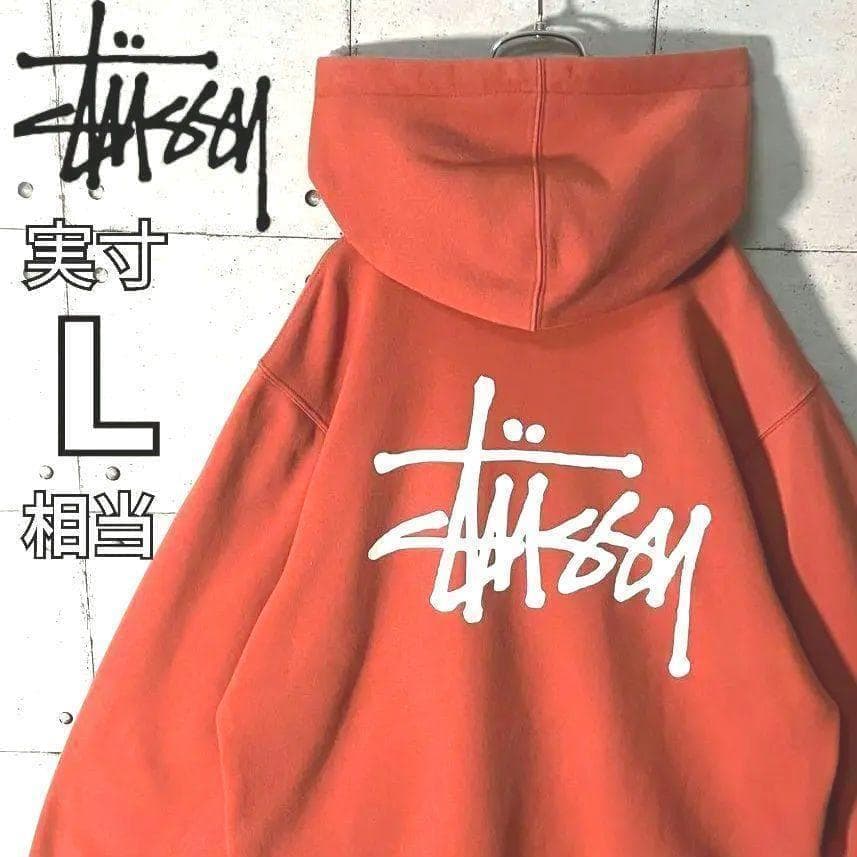 【ステューシー】ショーンフォント スウェットパーカー オレンジ M（実寸L）