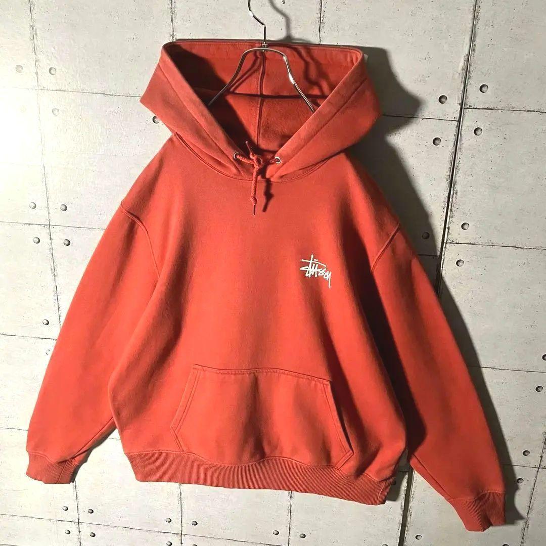 【ステューシー】ショーンフォント スウェットパーカー オレンジ M（実寸L）