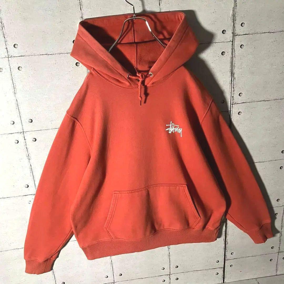 【ステューシー】ショーンフォント スウェットパーカー オレンジ M（実寸L）