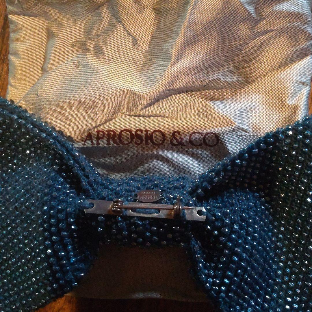 APROSIO & CO ダークブルー スカーフ＆リボンブローチ