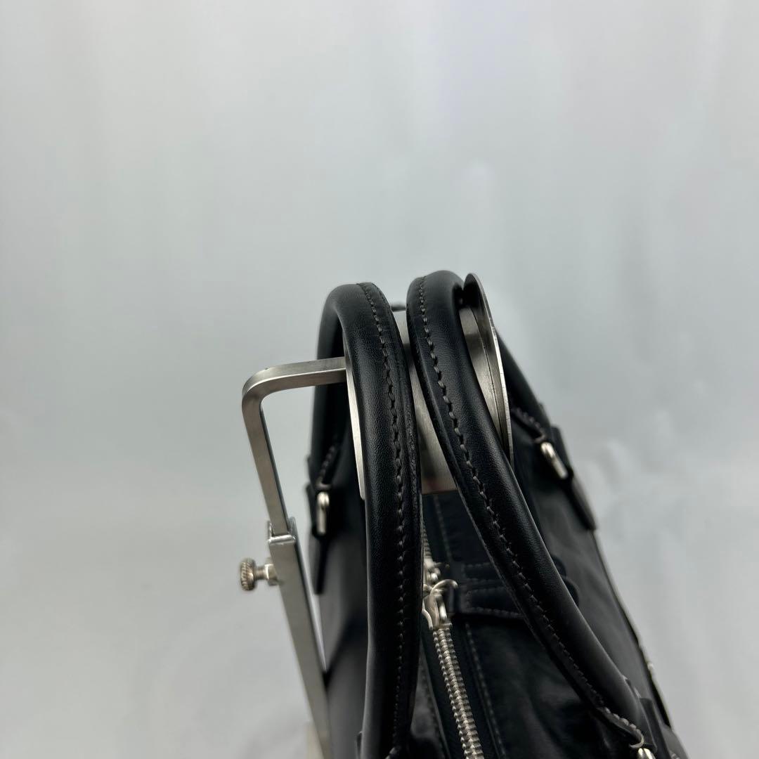 【美品】ソメスサドル　ビジネスバッグ　2way レザー　ロゴ金具　シルバー　黒
