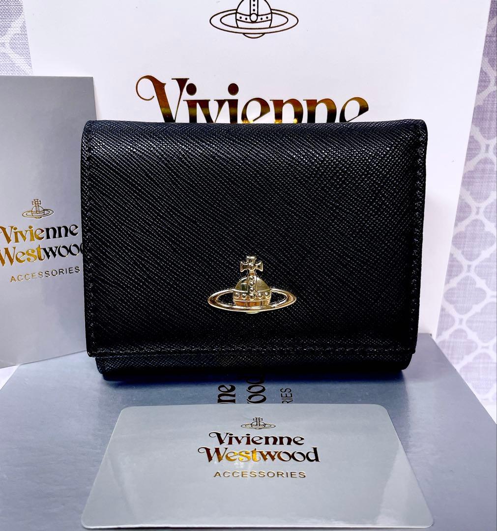 【大人気♡ショッパー付】新品 ヴィヴィアン・ウエストウッド 三折財布 黒