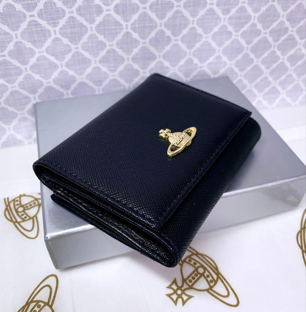 【大人気♡ショッパー付】新品 ヴィヴィアン・ウエストウッド 三折財布 黒