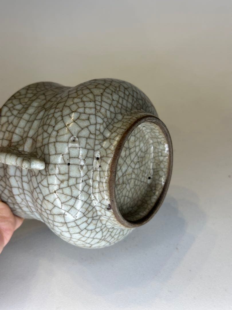 中国骨董 清代 哥窯 双耳香炉 陶磁器 置物 コレクション用 香道具