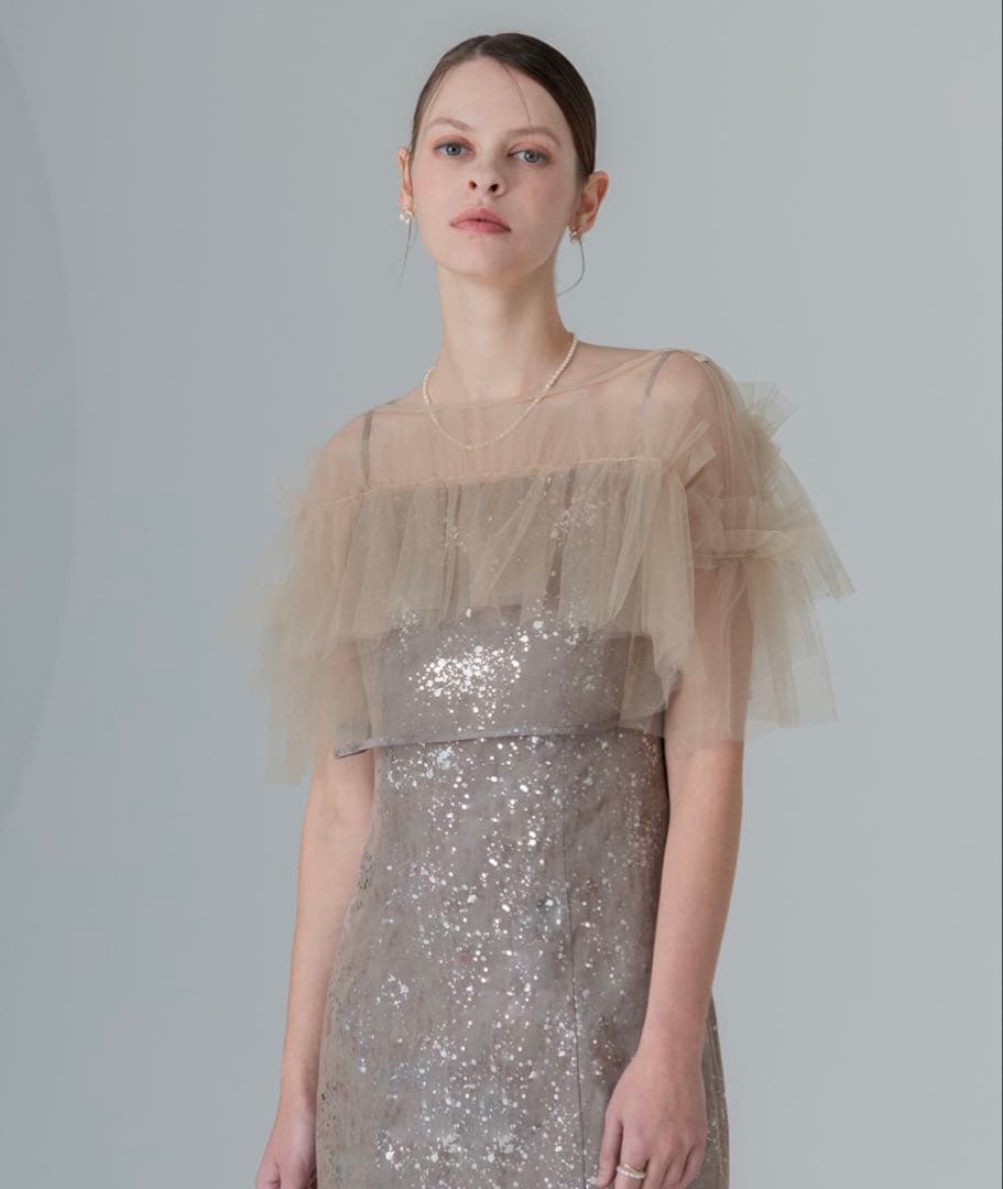 【LEJA】チュールフリルボレロペイントマーメイドドレス［mini.］