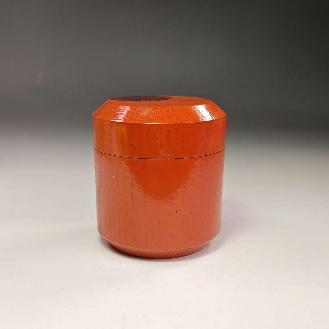 イ616 棗『小崎清人作』『朱塗　内金　棗　共箱　』茶入　茶器　茶道具