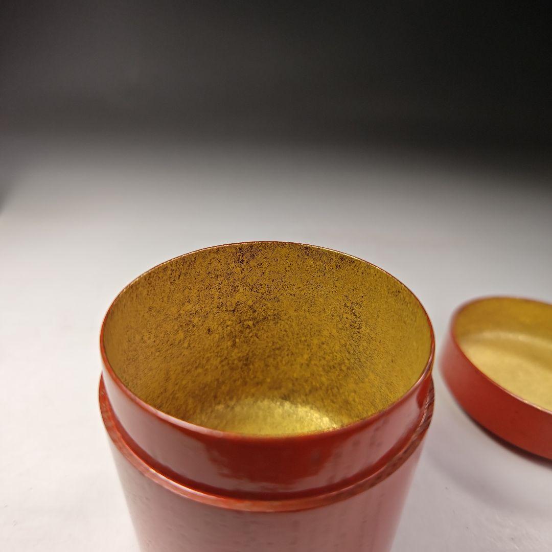 イ616 棗『小崎清人作』『朱塗　内金　棗　共箱　』茶入　茶器　茶道具