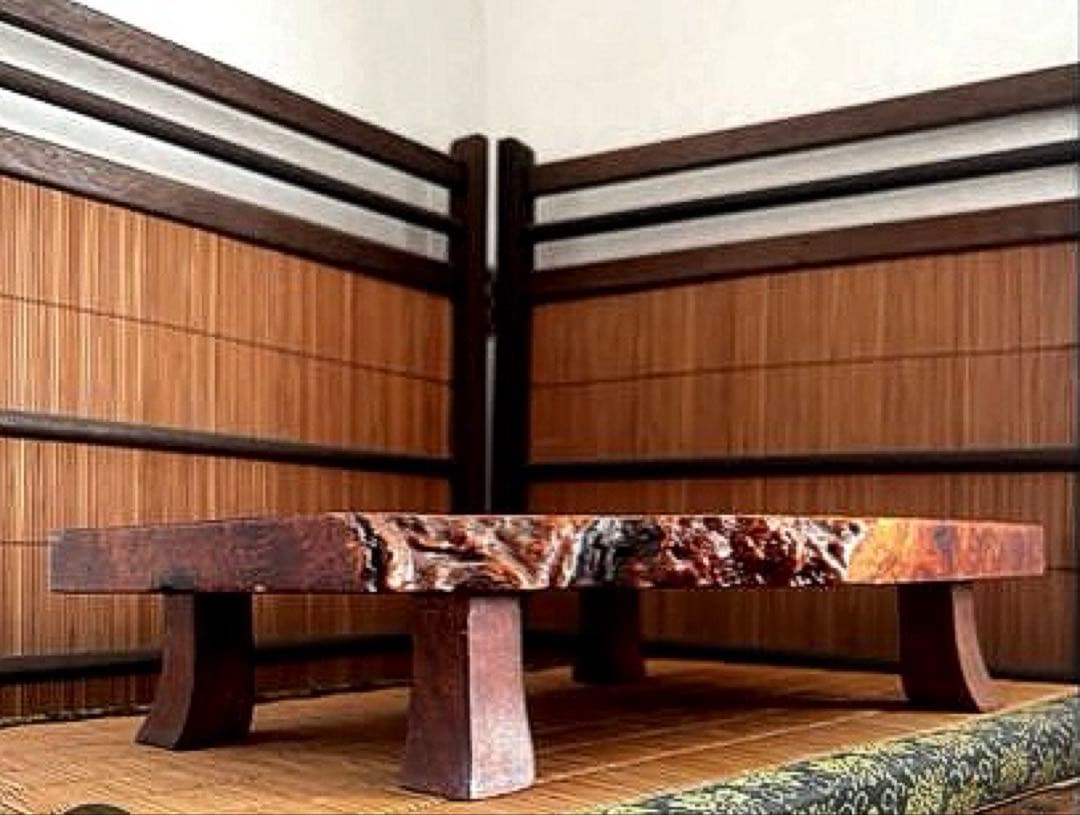 天然時代木 花梨 玉杢 瘤 四足 中型 花台 香台 盆栽台