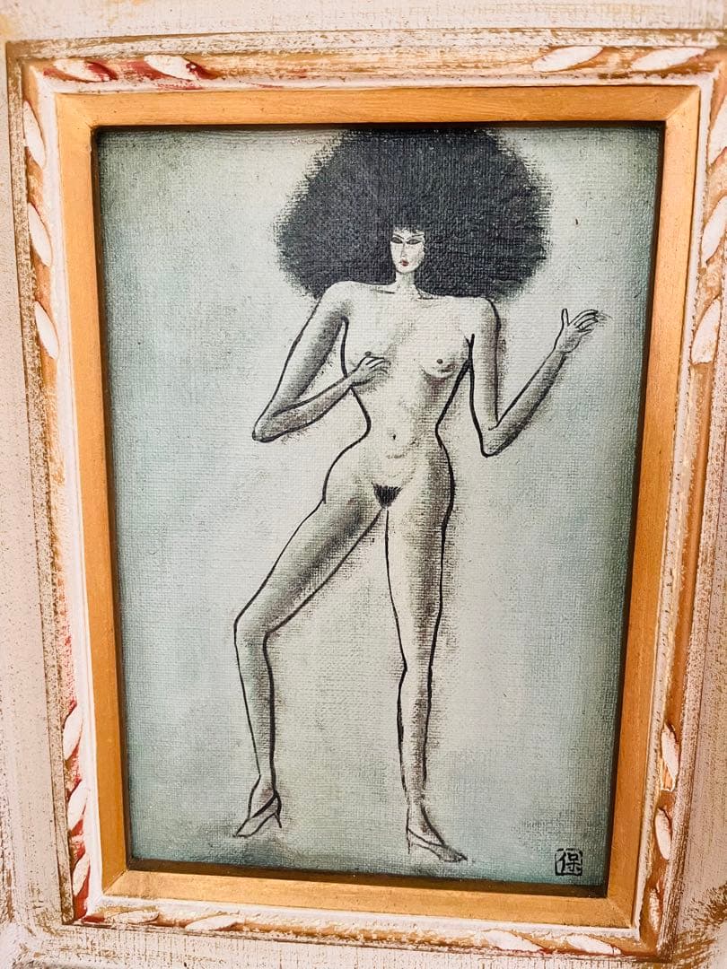 絵画　　裸体画　2枚セット　保　アンティーク　木彫り　現代美術