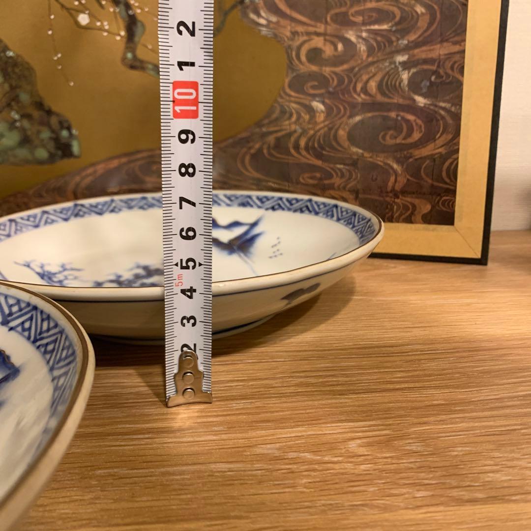 九谷　染付　皿　金彩　アンティーク　5客