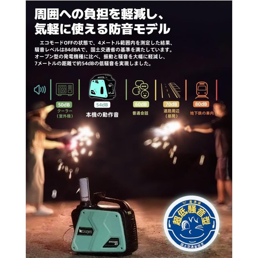 インバーター発電機 カセットボンベ式 1.0kVA ガス発電機 正弦波 防音