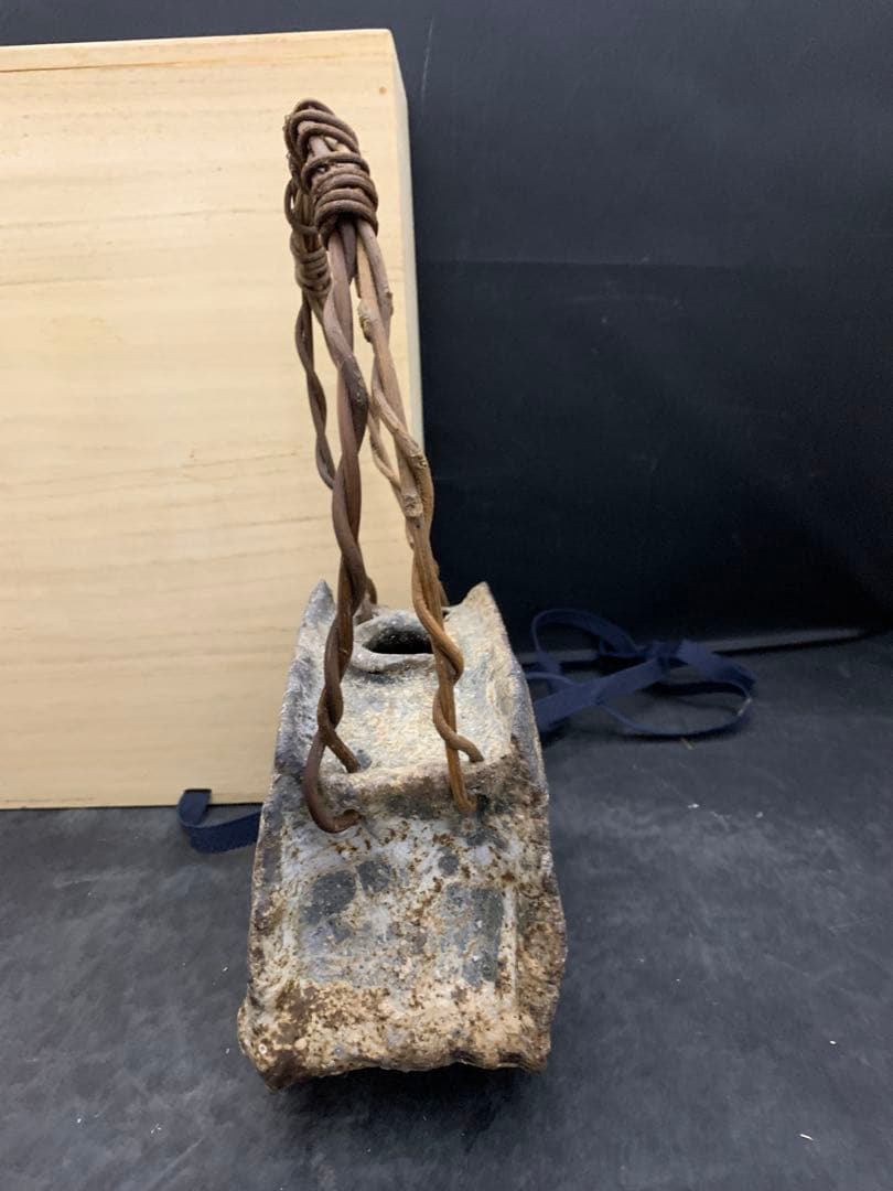 力窯　水垣力　扁壷　花器　花入　土味　栞共箱