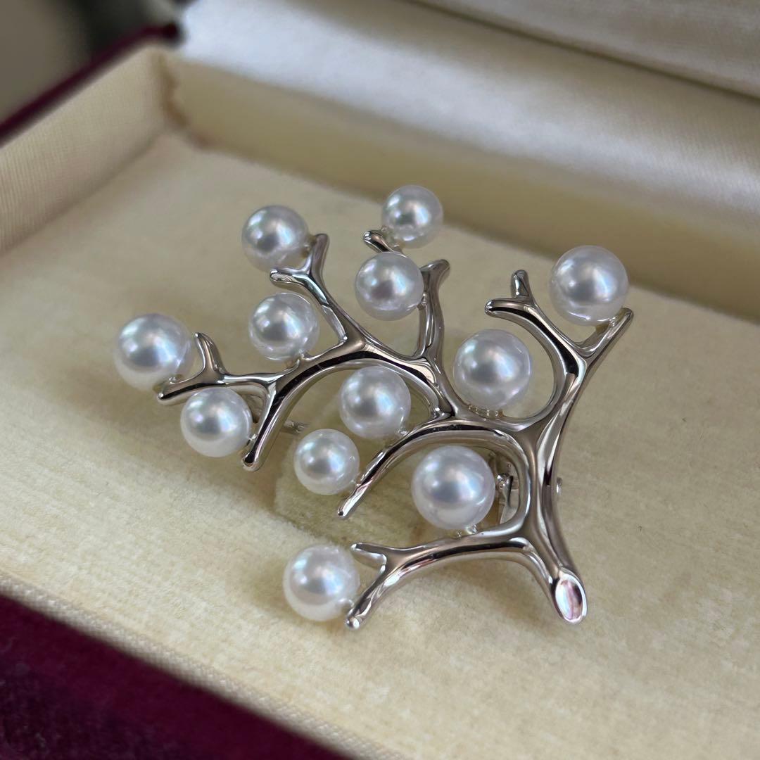 MIKIMOTO 幸福の木ブローチSサイズ　silverベビーあこや