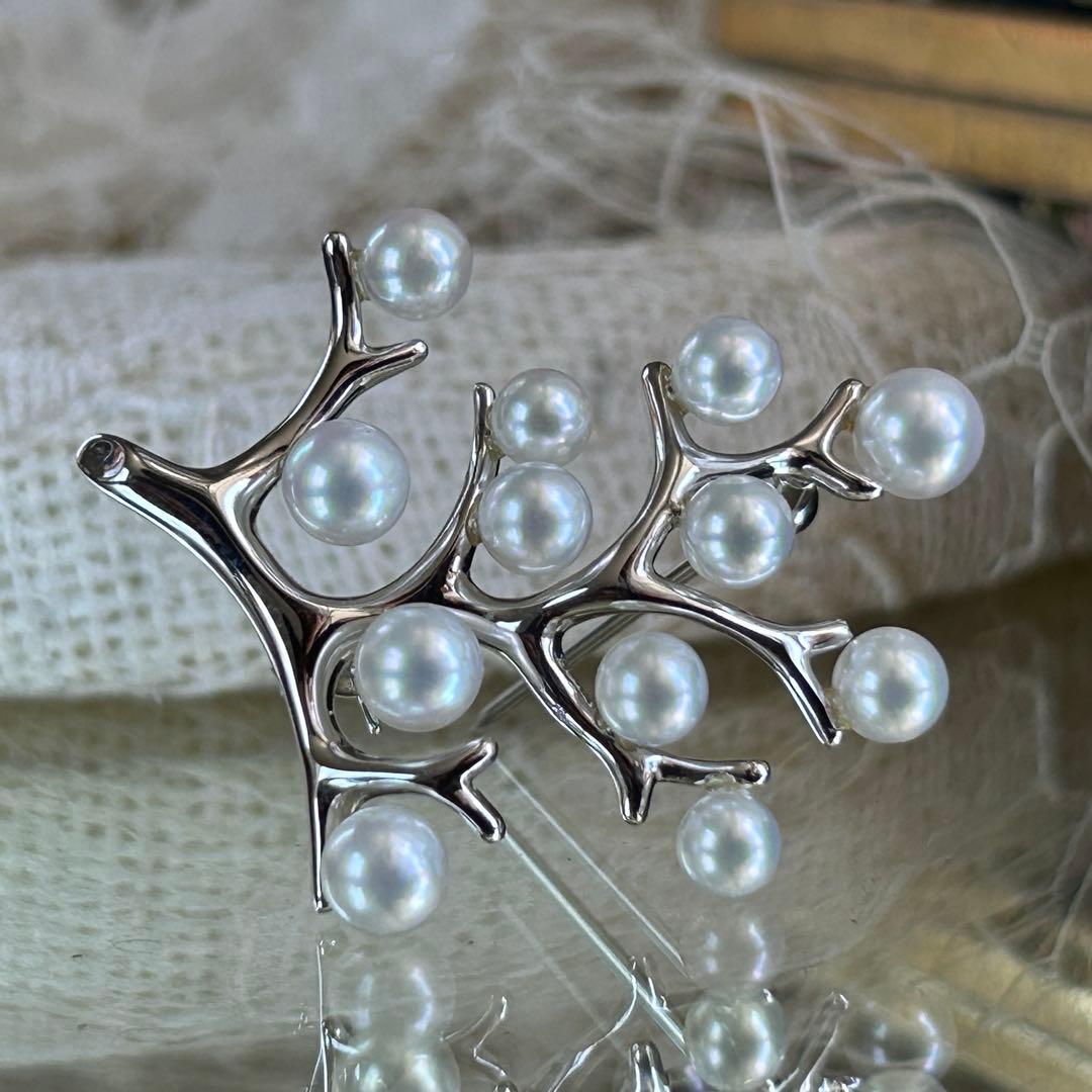 MIKIMOTO 幸福の木ブローチSサイズ　silverベビーあこや