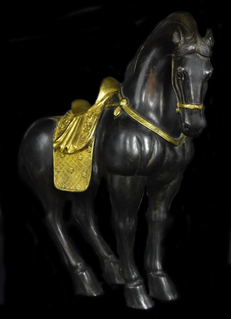古銅 鍍金 銅流金 宝馬 古美術 十二支置物 希少良品 開運 唐物WWST012