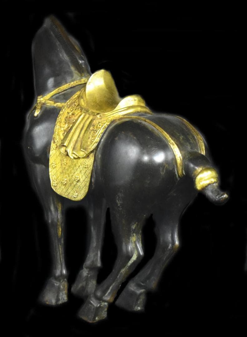 古銅 鍍金 銅流金 宝馬 古美術 十二支置物 希少良品 開運 唐物WWST012