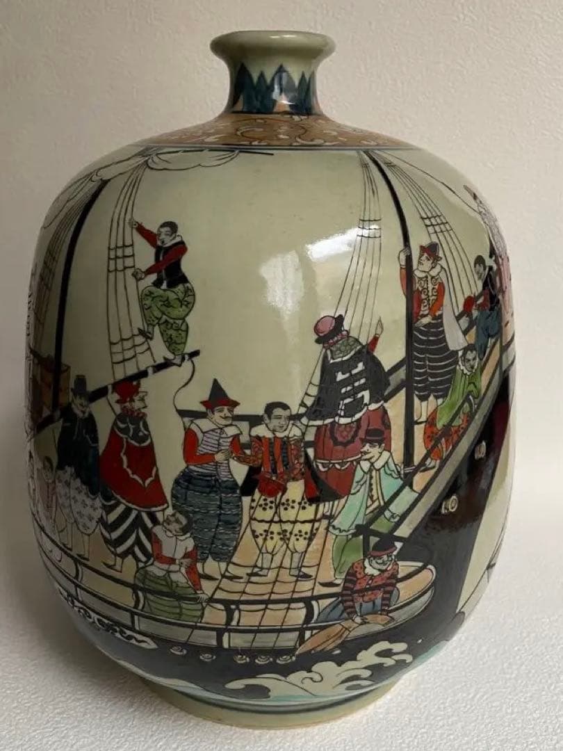 ⬇️【希少】　円左エ門窯　⭐︎ 錦南蛮船壺　手書き　有田焼　　280000円