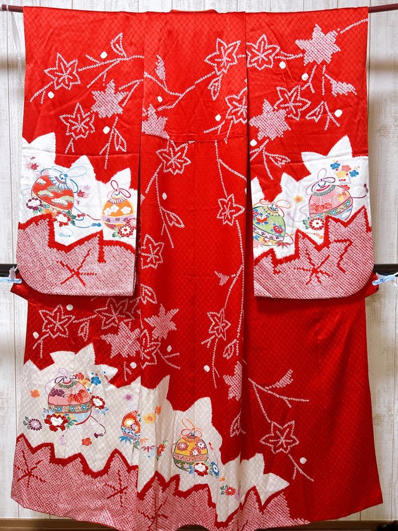 上質正絹フルセット♡七五三　7歳　女の子　一式　絞り　赤系　ピンク