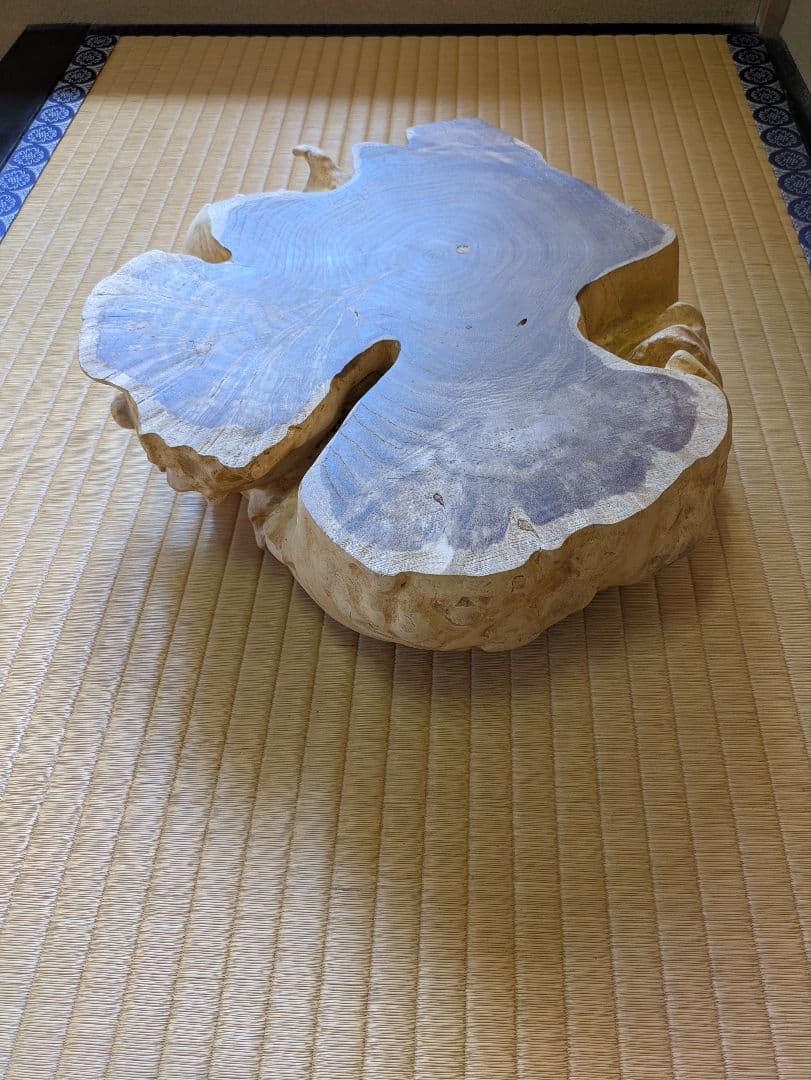 天然木　輪切り　飾り台　花台　床の間　自然形状の切り株