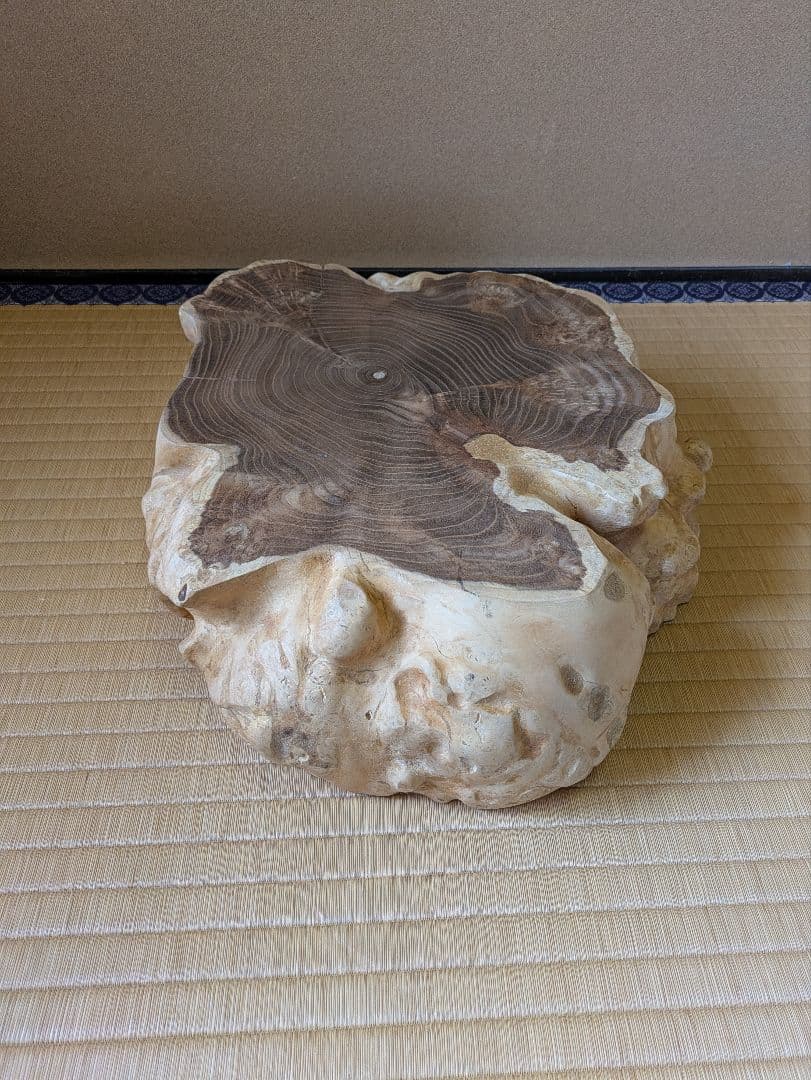 天然木　輪切り　飾り台　花台　床の間　自然形状の切り株