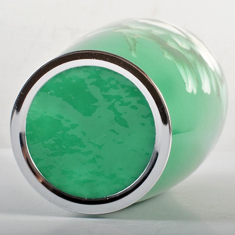 七宝焼　林七宝店 　牡丹文瓶　唐木台・箱付　M　R7378B