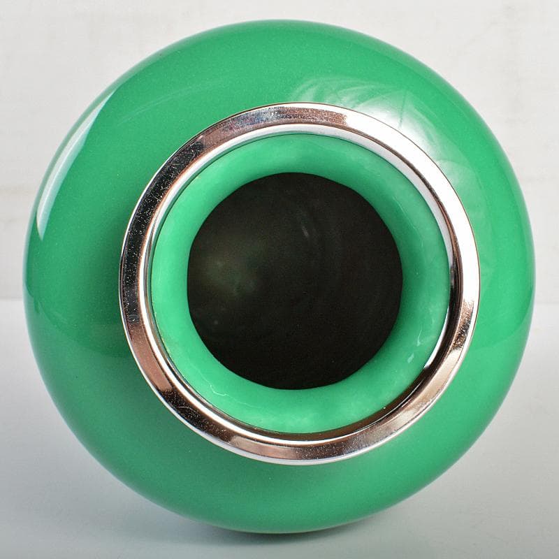 七宝焼　林七宝店 　牡丹文瓶　唐木台・箱付　M　R7378B