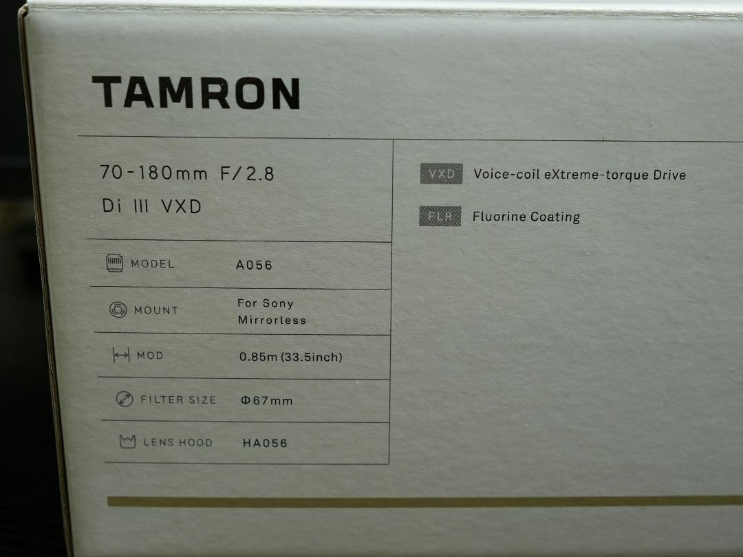 レンズ(ズーム) TAMRON 70-180mm F/2.8 Di III VXD A056