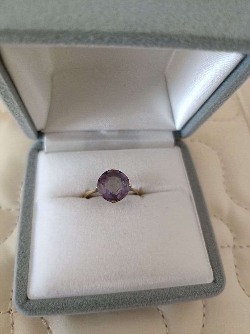 K18 大きな石　カラーチェンジ　リング　指輪　バイカラー