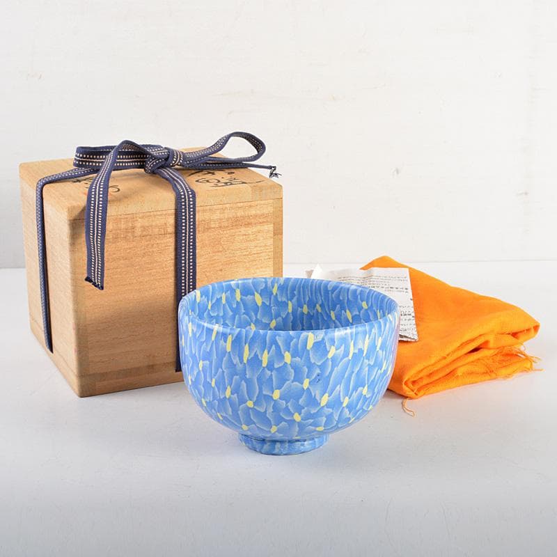 茶道具　瀬戸焼 更紗窯　長江哲男作　練上茶碗　共箱　V　6280