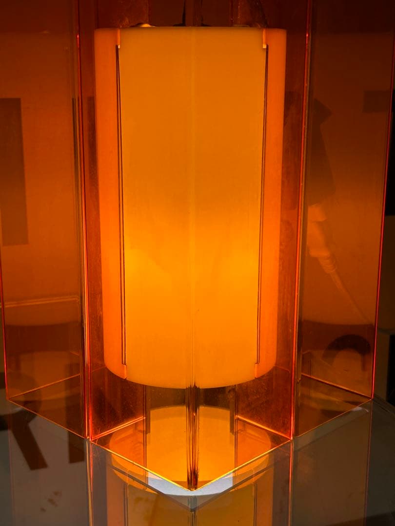 ヴィンテージ　アクリル　オレンジ　ペンダントライト　ナショナル　照明　昭和レトロ