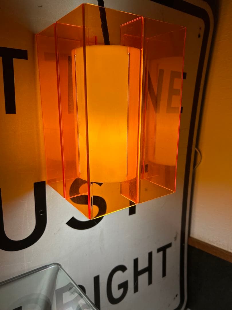 ヴィンテージ　アクリル　オレンジ　ペンダントライト　ナショナル　照明　昭和レトロ