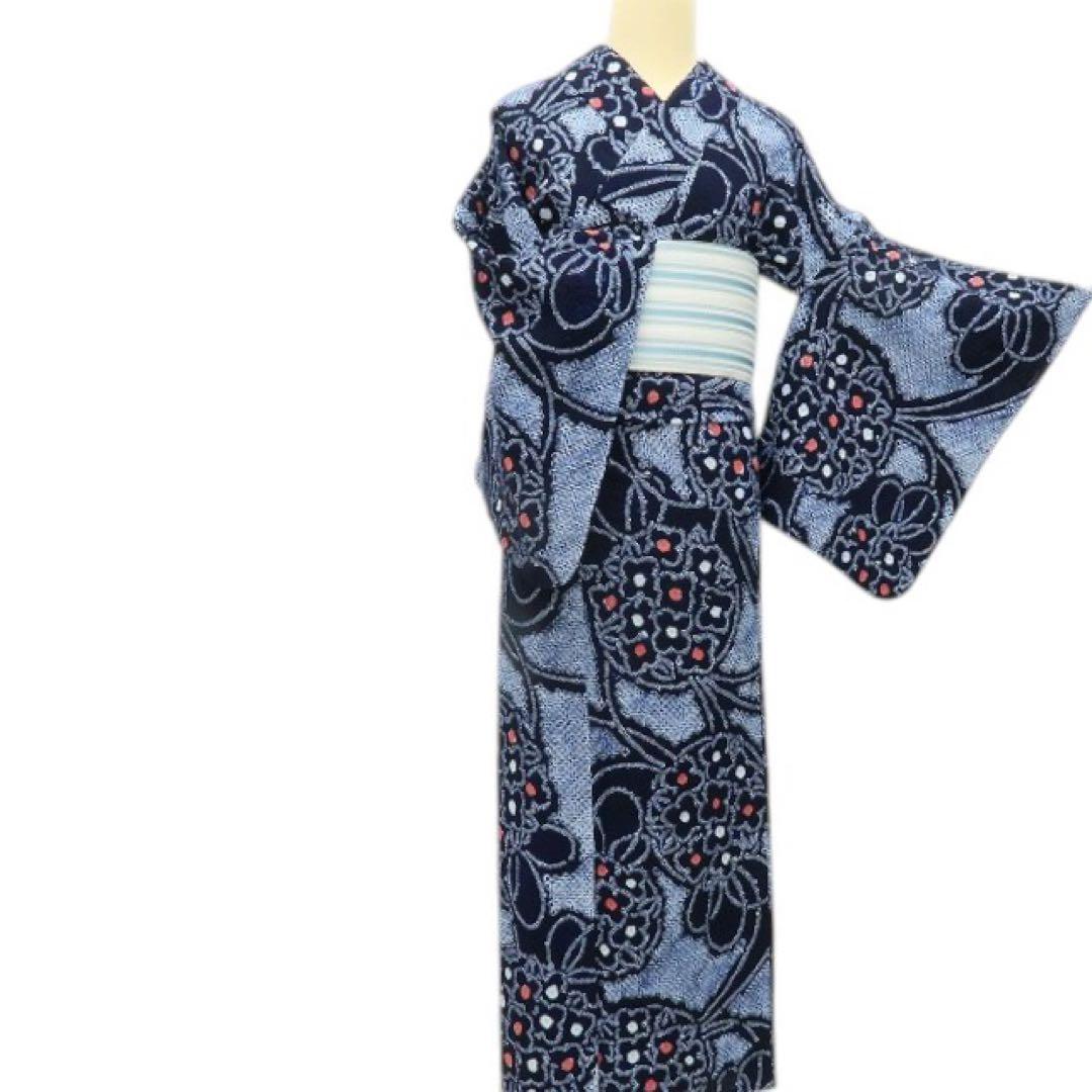 junjun✺美品 有松鳴海絞り 綿 紫陽花 高級浴衣 着物 A3508