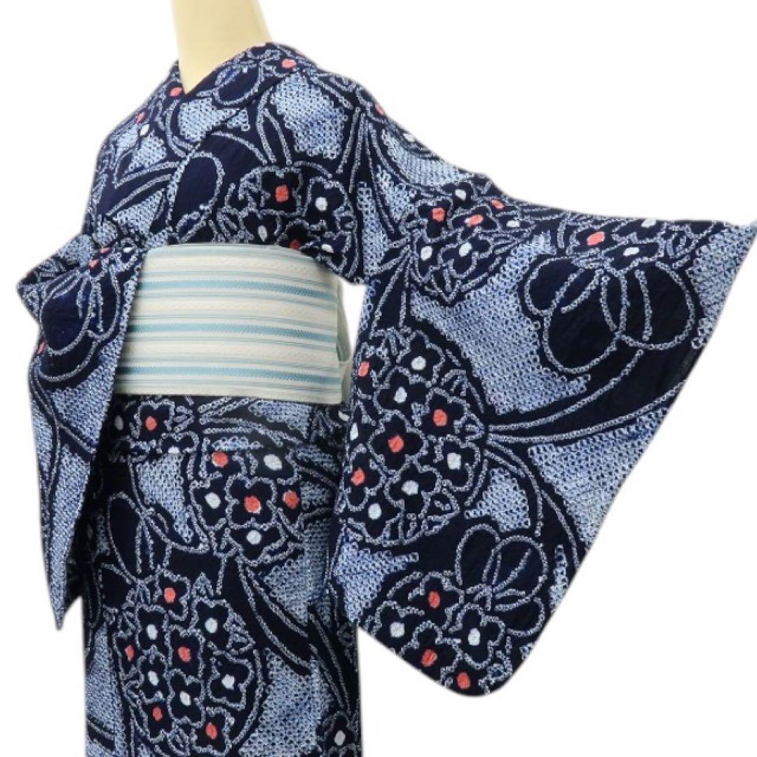 junjun✺美品 有松鳴海絞り 綿 紫陽花 高級浴衣 着物 A3508