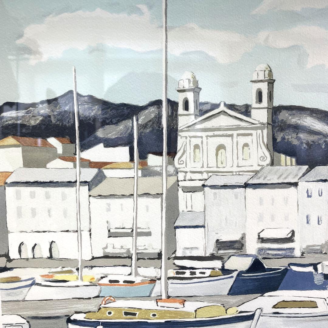 ジャン・クロード・キリチ『サントロペの港』大判 リトグラフ 真作 直筆サイン入り