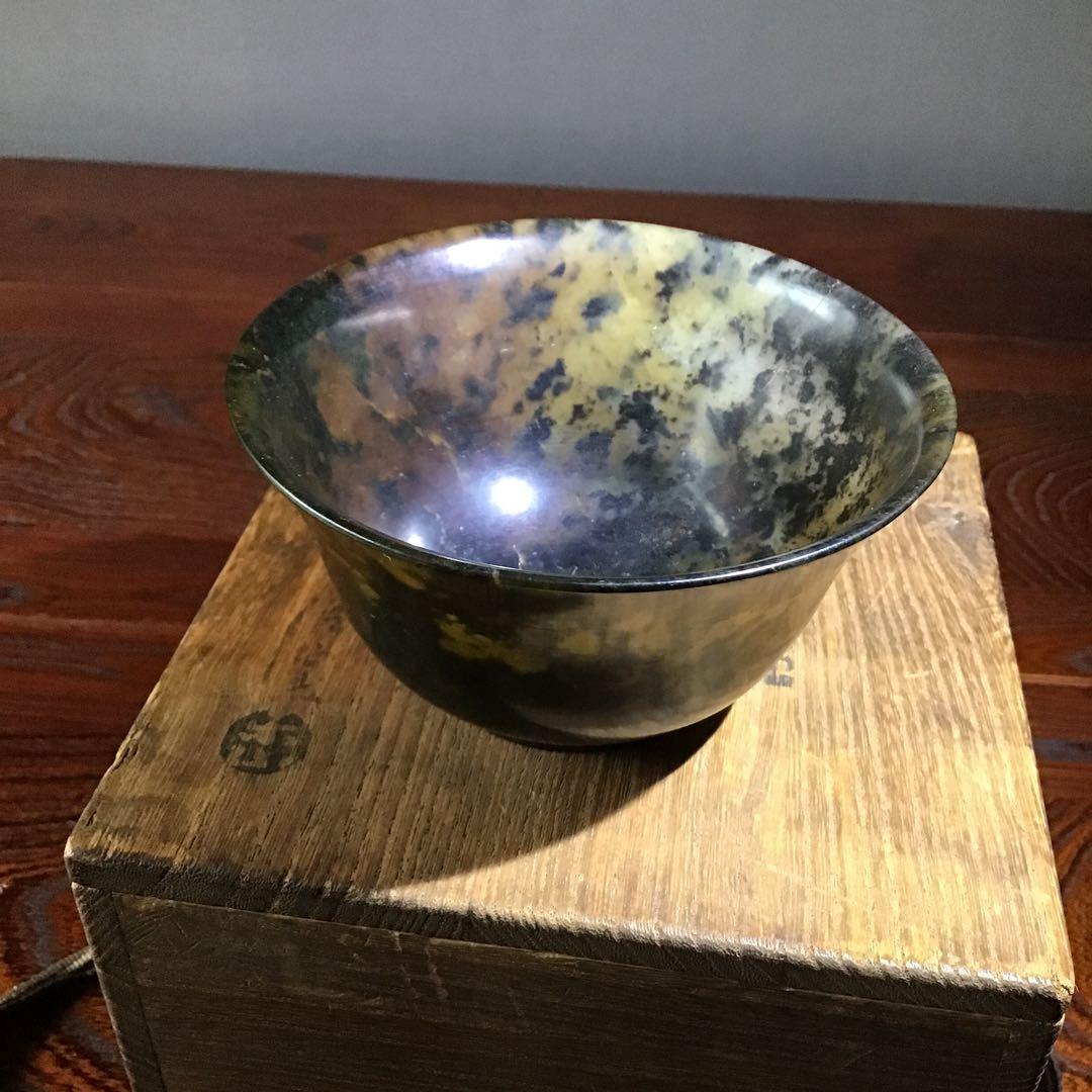 碧玉　鼈甲手茶碗　清朝