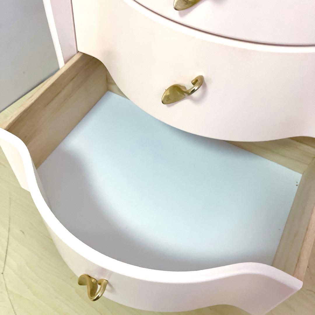 猫脚　アンティーク調　ペールピンク　サイドチェスト　コンソール　キャビネット