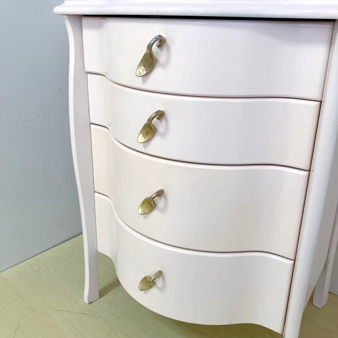 猫脚　アンティーク調　ペールピンク　サイドチェスト　コンソール　キャビネット