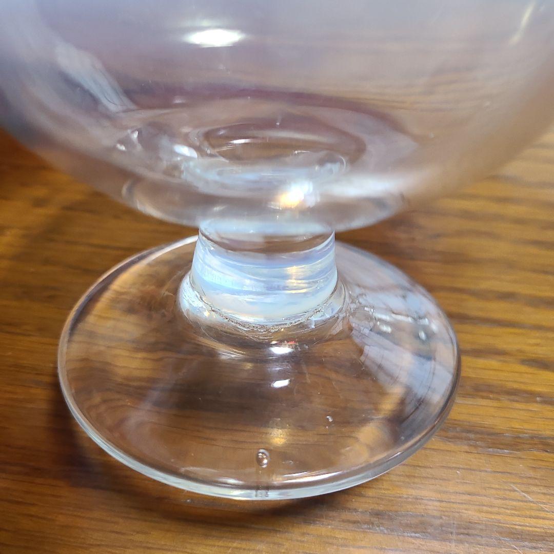 アンティーク　大正～昭和　乳白色　氷グラス　赤/青暈し　吹きガラス