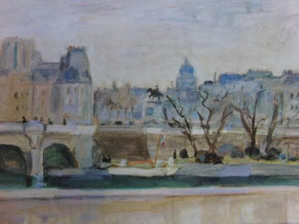 福島金一郎、セーヌ、希少画集画、新品額装付、状態良好