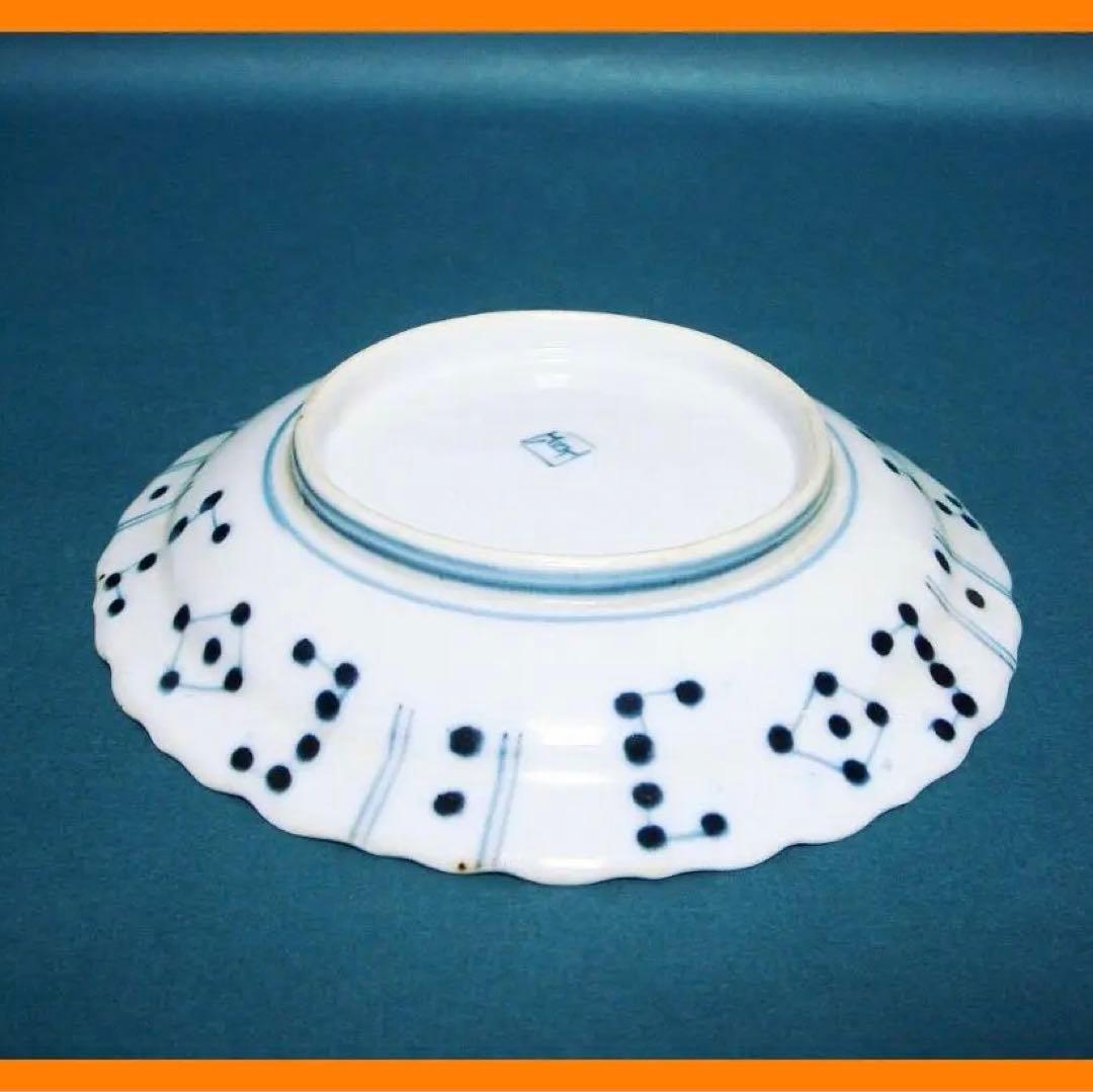 @@236『染付 山水 輪花皿』　/骨董品 古美術 古道具 アンティーク