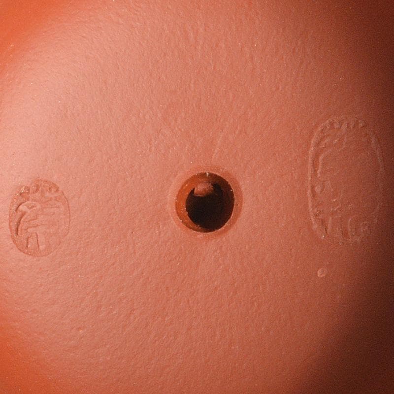 中国　紫砂　朱泥　葉文　急須　茶壷　在銘　C　R5760