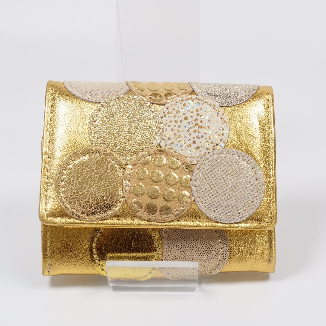 極美品✨ツモリチサトキャリー 三つ折り財布 ゴールド ドット 星 ネコ