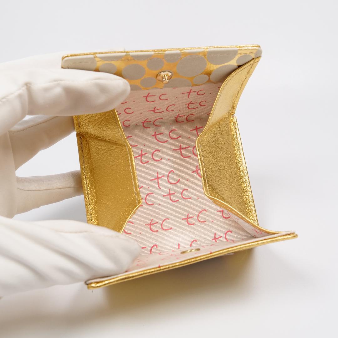 極美品✨ツモリチサトキャリー 三つ折り財布 ゴールド ドット 星 ネコ