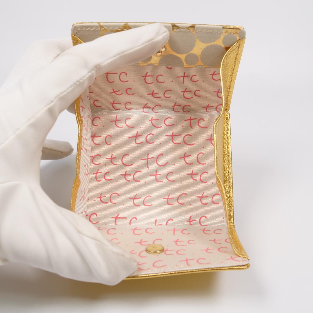 極美品✨ツモリチサトキャリー 三つ折り財布 ゴールド ドット 星 ネコ